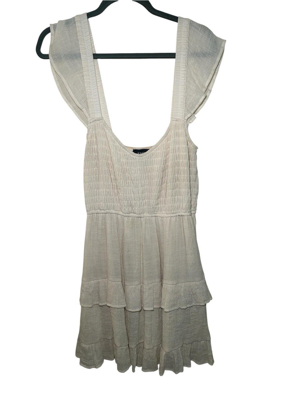Vici Light Cream Ruffled Sundress Light Women's Dress Fall Casual Babydoll